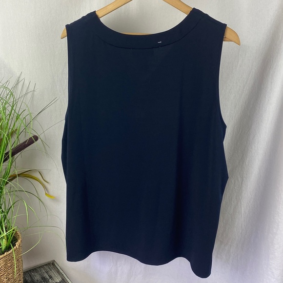 Carmen Marc Valvo Blue Sleeveless Gold Grommet Neck Night Life Blouse Top NEW 2X - Picture 3 of 5